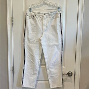 Talbots White Ankle Jeans with Dark Blue Stripe